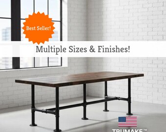 Rustic Industrial Table | Modern Farmhouse Table, Reclaimed Wood Table | Harvest Dining Tables | Gathering Table | Table with Pipe Legs