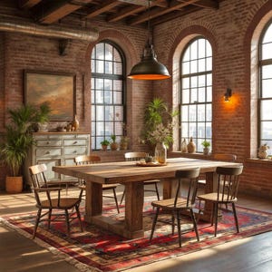 Handcrafted Rustic Wood Dining Table - TRUMAKE - Solid Wood Legs