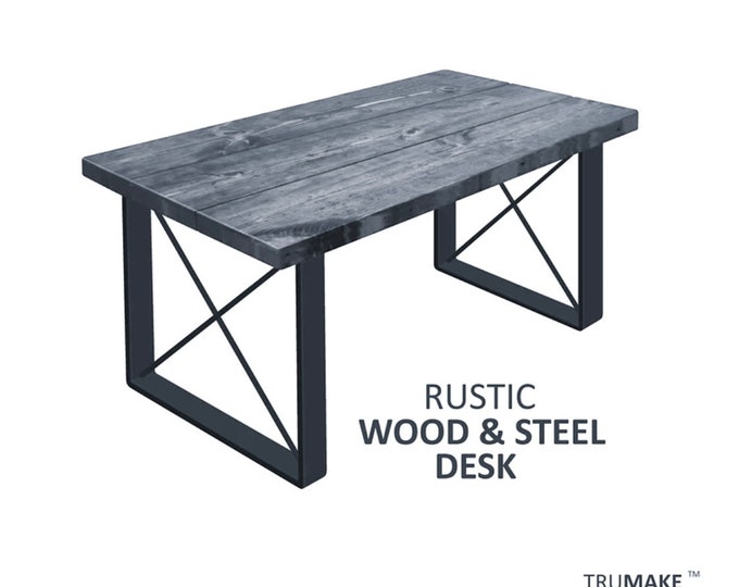 Handmade Rustic Desk. Wood and Industrial Steel Desk. Computer Desk. Office Desk. Modern Farmhouse Desk. Urban Desk.