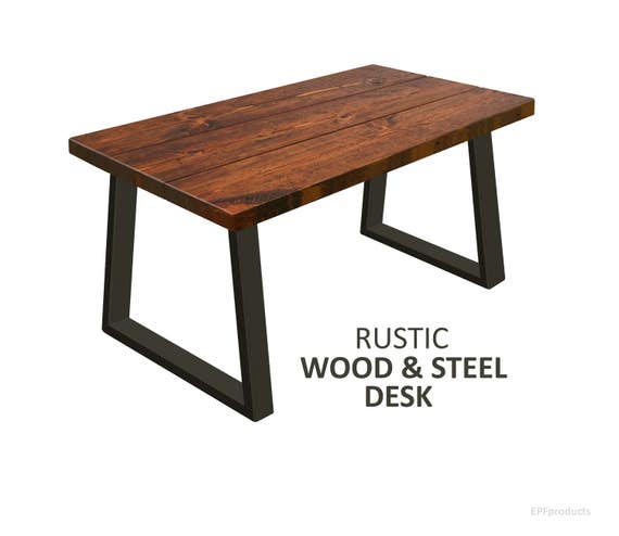 Home Office Desk With Trapezoid Legs Industrial Style Desk Etsy