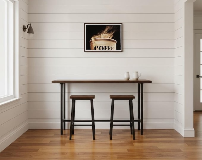 Butcherblock Bar Table: Handcrafted Wood and Steel Pub Table