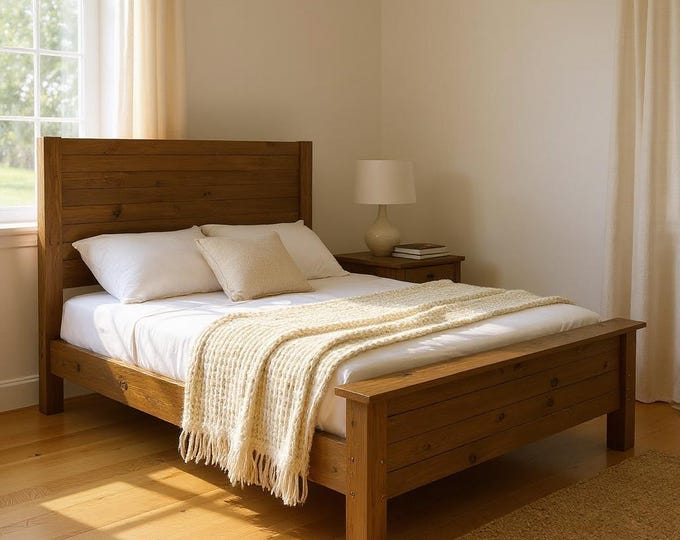 Farmhouse Bed Frame Rustic Wood Bed Frame | Handcrafted Solid Wood Bed Frames Many sizes Full/Twin/Queen | Made in USA Free Shipping!