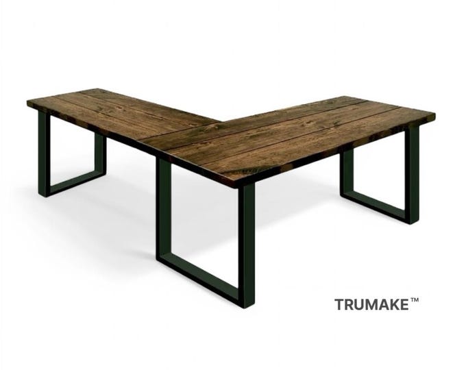 SQUARE LEG L-Desk, Wood Steel L-Shaped Desk,Computer Desk, Home Office Desk, Corner Desk, Farmhouse Desks, Modern Industrial Desk