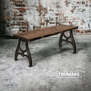 Vintage Style Desk Industrial Machine Legs. Solid Rustic Wood Desk
