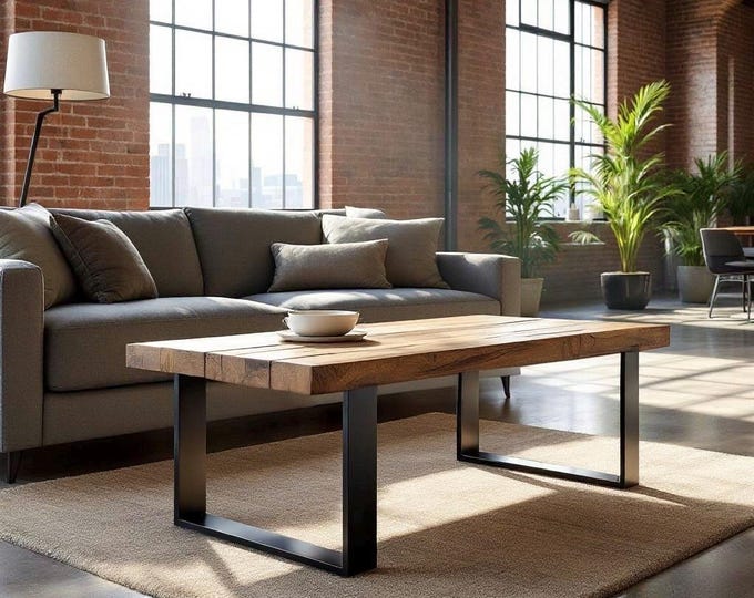 Coffee Table | Rustic Wood | Industrial Steel & Wood Coffee Table | Modern Coffee Table | Living Room Coffee Table | Handcrafted in the USA
