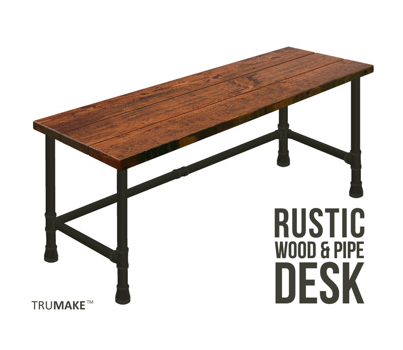 Industrial Style Desk Modern Pipe Rustic Solid Wood Urban Home Office Computer