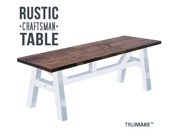 Rustic Craftsman Trestle Farmhouse Dining Table
