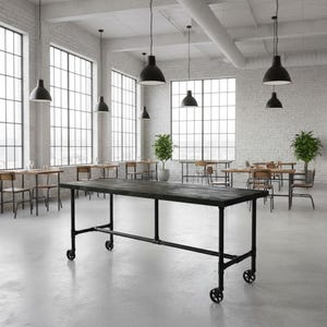 Caster Wheels Counter Height Rolling Vintage Bar Table. Rustic Bar Table Restaruant Bar Table Mobile Pub Table. Modern Industrial Bar Table.