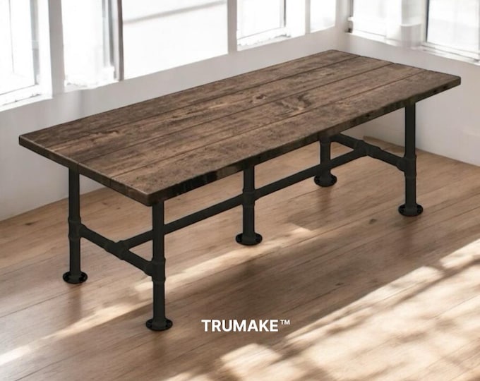 Conference Table Rustic Wood & Pipe Table, Industrial Dining Table Urban Wood Table Rustic Wood and Pipe Table Harvest Table Farmhouse Table