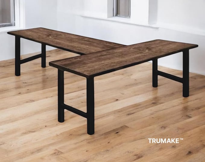 T-SHAPED DESK Wood Rustic Desk | Large Desk Steel T Shaped Desk, Home Office Desk, Farmhouse Desks, Interior Designer | Computer Desk