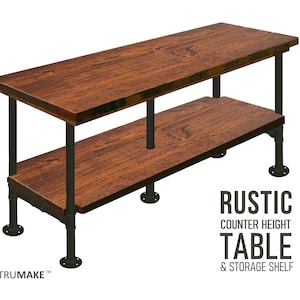 Counter Height Table with Storage Shelf. Rustic Table. Counter Table. Modern Industrial Table. FREE SHIPPING!