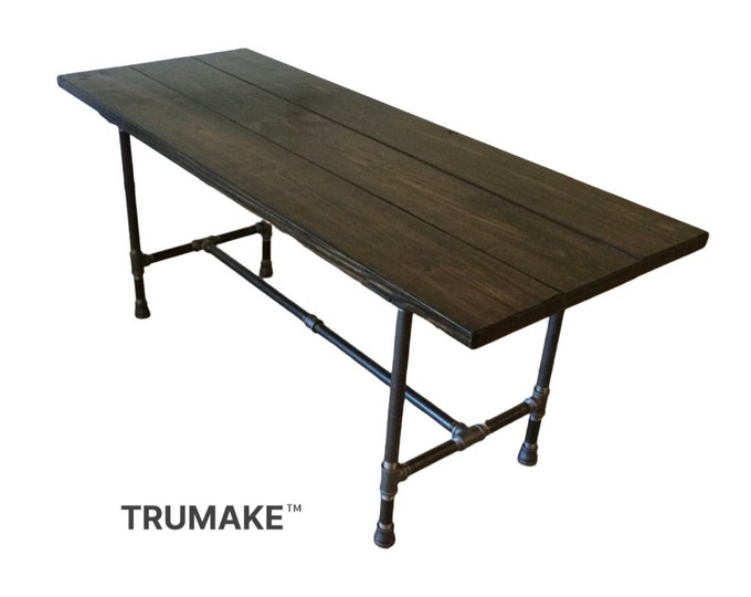 Rustic Farmhouse Table, Beautiful Dining Table, Harvest Table, Solid Wood and Steel Rustic Industrial Table | Long Handcrafted Kitchen Table