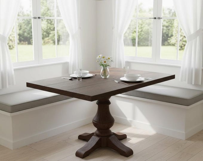 PEDESTAL TABLE | Breakfast Nook Table | Rustic Dining Table | Harvest Wood Dining Table | French Country Table | Kitchen Farm Table