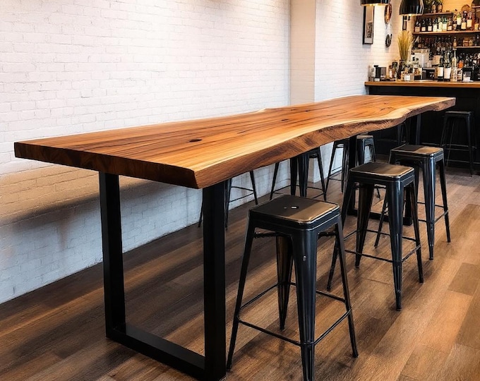 Live Edge Bar Table | Solid Wood Walnut | Handmade in the USA | Pub Table | Tall Table | Customizable Sizes!