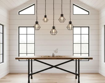 X-Pipe Dining Table Rustic Wood & Pipe Table, Trestle Table, Farmhouse Table Dining Table, Industrial Style, Urban Wood Table, Harvest Table