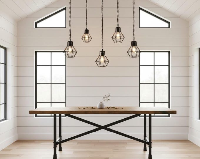 X-Pipe Dining Table Rustic Wood & Pipe Table, Trestle Table, Farmhouse Table Dining Table, Industrial Style, Urban Wood Table, Harvest Table