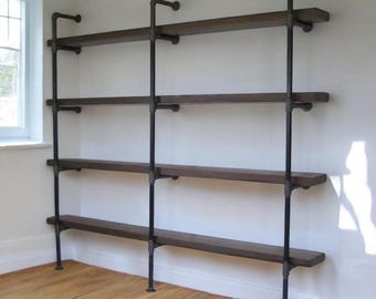 Rustic Wall Shelving Unit | Industrial Book Shelf. Shelving Unit. Industrial Wood Shelf. Pantry Shelving. Home Office Shelf | FREE SHIPPING!