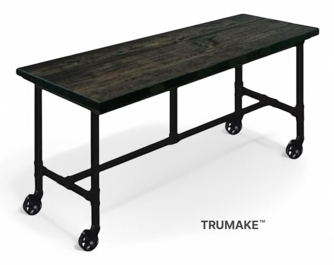 Caster Wheels Counter Height Rolling Vintage Bar Table. Rustic Bar Table Restaruant Bar Table Mobile Pub Table. Modern Industrial Bar Table.