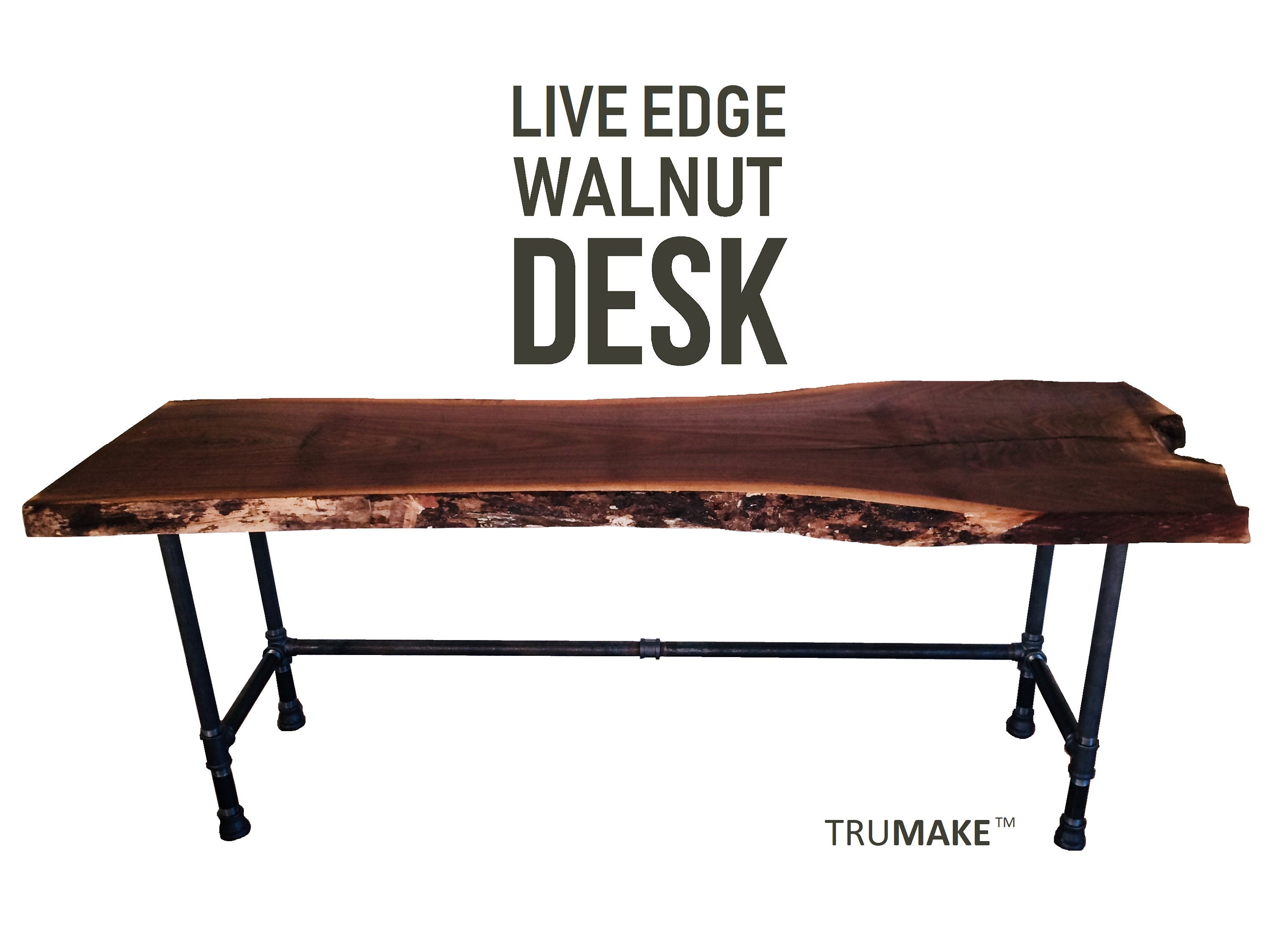Live Edge Narrow Walnut Desk – Brick Mill Furniture