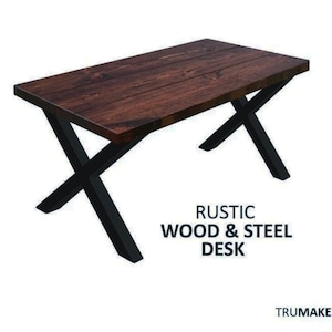 Handmade Rustic Desk. Wood and Industrial Steel Desk. Computer Desk. Office Desk. Modern Farmhouse Desk. Urban Desk.
