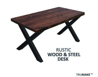 Handmade Rustic Desk. Wood and Industrial Steel Desk. Computer Desk. Office Desk. Modern Farmhouse Desk. Urban Desk.