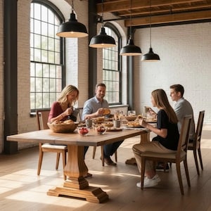 Pedestal Wood Rustic Dining Table | Handcrafted in the USA | Free Shipping! image 12