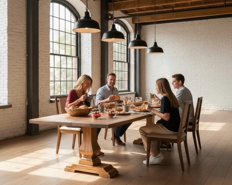 Pedestal Wood Rustic Dining Table | Handcrafted in the USA | Free Shipping! image 12