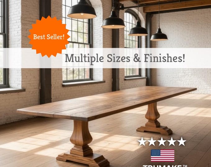 Pedestal Wood Rustic Dining Table | Handcrafted in the USA | Free Shipping!