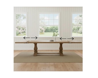 Extending Pedestal Table with Removable Breadboard Extension Ends Long Double Pedestal Farmhouse Harvest Dining Table Handcrafted Solid Wood