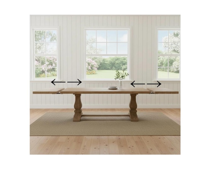 Extending Pedestal Table with Removable Breadboard Extension Ends Long Double Pedestal Farmhouse Harvest Dining Table Handcrafted Solid Wood