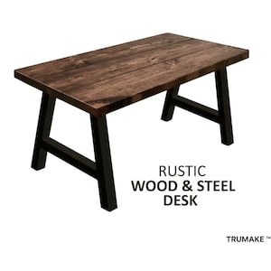 Computer Desk with A-Frame Legs, Industrial Style Desk, Chic Rustic Wood and Steel Desk, Urban Wood Drafting Desk Modern Desk Sawhorse Leg