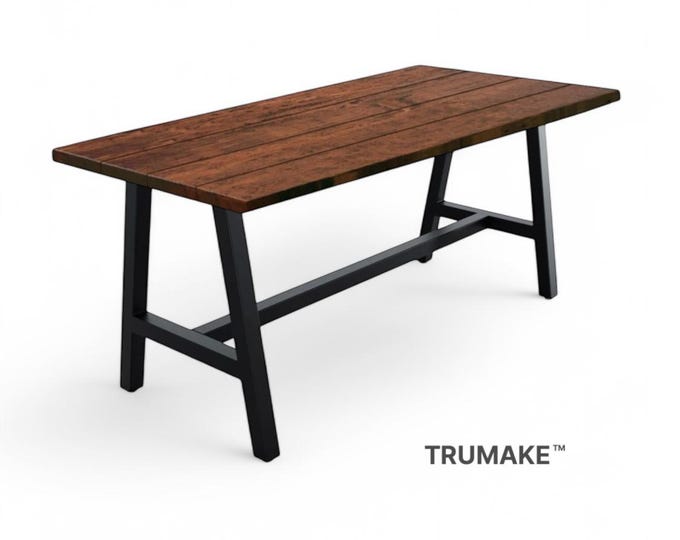 Dining Table with A-Style LEGS/CENTER BRACE, Modern Table, Rustic Wood & Steel, Table Industrial Dining Table, Harvest Table Farmhouse Table