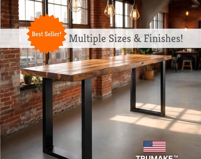 Rustic Solid Wood & Steel Bar Table - Industrial Pub Table