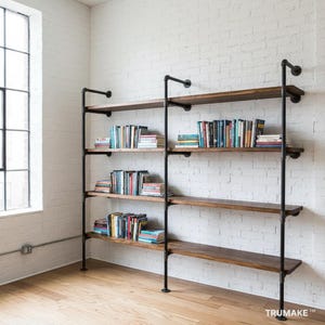 Industrial Wall Shelving Unit. Book Shelf. Shelving Unit. Rustic Wood Shelf. Pantry Shelving. Home Office Shelving Wood Shelf. FREE SHIPPING