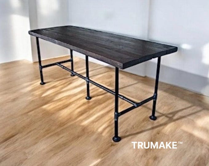 Handcrafted Rustic Industrial Pipe Leg Bar Table | Solid Wood and Steel Table | Pub Counter Table | Modern Industrial Table | Free Shipping!