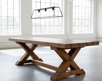 CHUNKY TABLE | Wood Rustic Dining Table | Harvest Wood Dining Table | Rugged Table | Heavy Table | Kitchen Farm Table Handcrafted in the USA