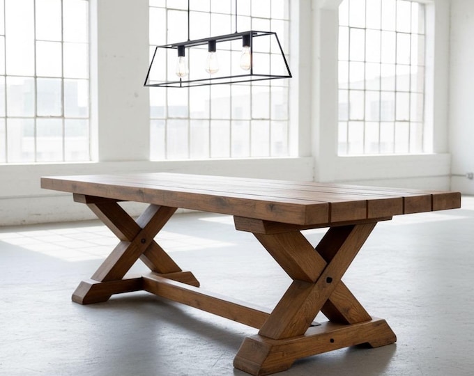 CHUNKY TABLE | Wood Rustic Dining Table | Harvest Wood Dining Table | Rugged Table | Heavy Table | Kitchen Farm Table Handcrafted in the USA