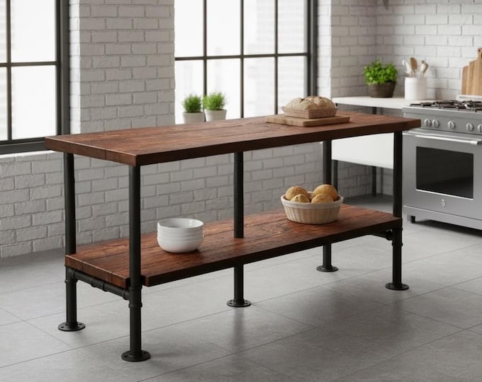 Counter Height Table with Storage Shelf. Rustic Table. Counter Table. Modern Industrial Table. FREE SHIPPING!