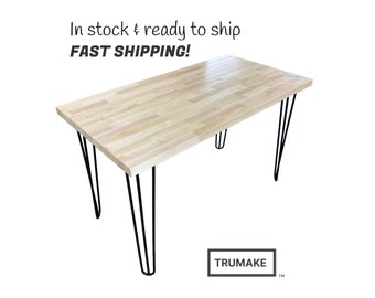 TRUMAKE Desk | Beautiful Solid Maple Wood Desk | Modern Century Desk | Computer Desk | Butcher block Desk | Hairpin Leg Desk | FREE SHIPPING