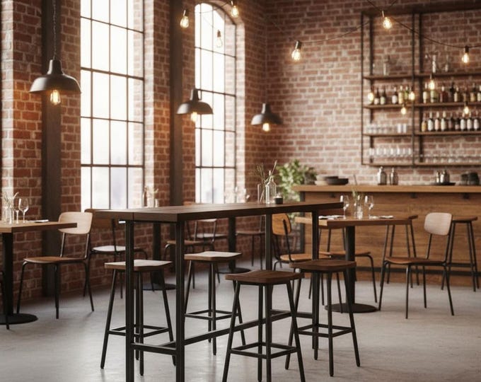 RUSTIC BAR TABLE. Rustic Bar Table. Solid Wood and Steel Bar Table. Pub Table. Counter Table. New Homeowner | Modern Industrial Table.