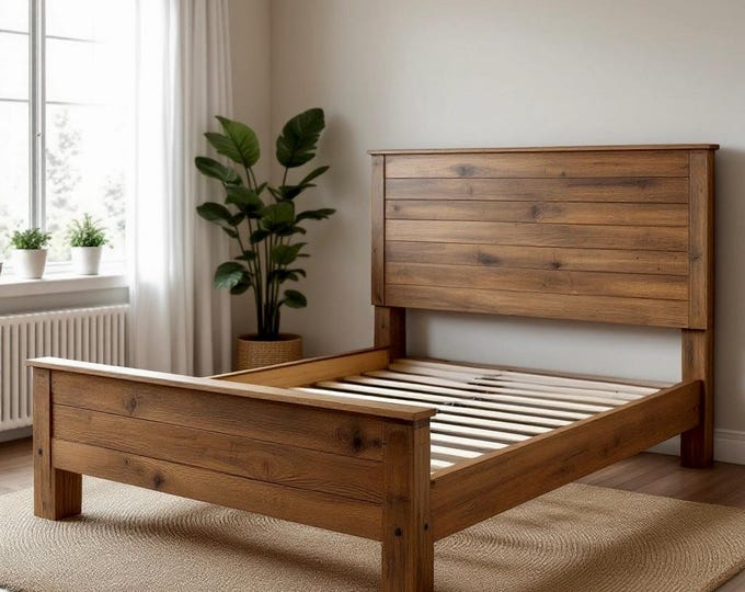 Farmhouse Bed Frame Rustic Wood Bed Frame | Handcrafted Solid Wood Bed Frames Many sizes Full/Twin/Queen | Made in USA Free Shipping!