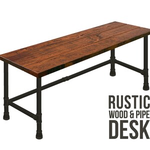 Home Office Pipe Desk, Urban Loft Desk, Industrial Style, Solid Wood Desk, Rustic Wood and Pipe Desk, Heavy Desk, Office Desk Computer Desk