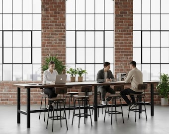Long Bar Table | Sizes: 10’ to 16’ long Rustic Wood Bar Table Handcrafted Customizable Bar Table available in variety of sizes and finishes!