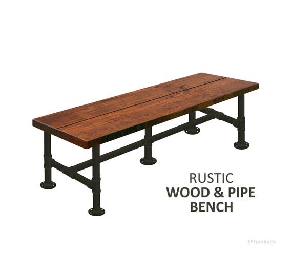 Industrial Bench Rustic Wood Pipe Bench Long Bench Urban Wood