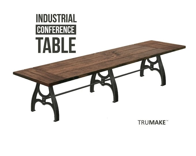 Industrial Style Table, Solid Wood Vintage Dining Table Antique Style Table Cast Metal Wood Kitchen Table Steam Punk Table Machine Leg Table