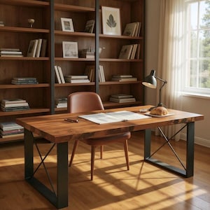 Handmade Rustic Desk. Wood and Industrial Steel Desk. Computer Desk. Office Desk. Modern Farmhouse Desk. Urban Desk.