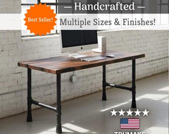 Rustic Wood Desk Industrial Pipe Desk, Industrial Style Pipe and Wood Desk, Urban Wood Desk, Computer Desk Office Desk, FREE SHIPPING!