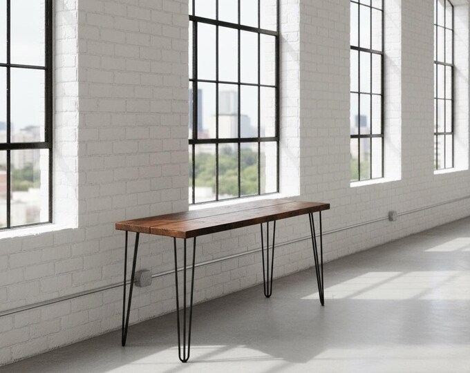 Console Table, Hairpin Console Table, Hair Pin Leg Rustic Wood & Steel Console, Rustic Wood Steel Sofa Table, Hall Table, Urban Entry Table