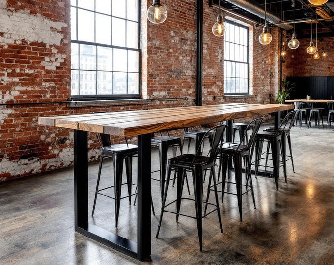 RUSTIC BAR TABLE | Industrial Bar Table | Solid Wood and Steel Bar Table Pub Table Counter Table | Modern Industrial Table | Free Shipping!