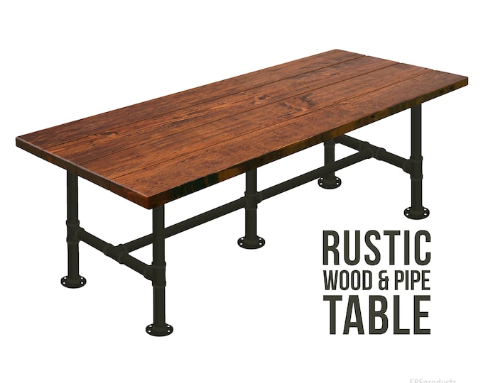 Industrial Conference Table, Pipe Leg Table, Rustic Wood and Pipe Table, Large Table, Meeting Table, Communal Table, Office Gathering Table